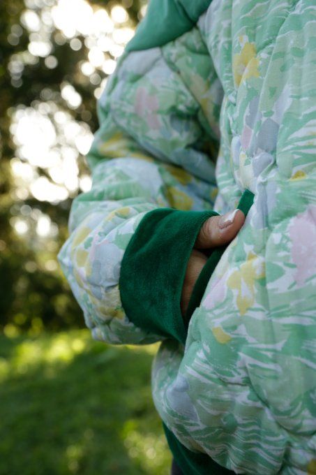 bomber fleuri vert et jaune