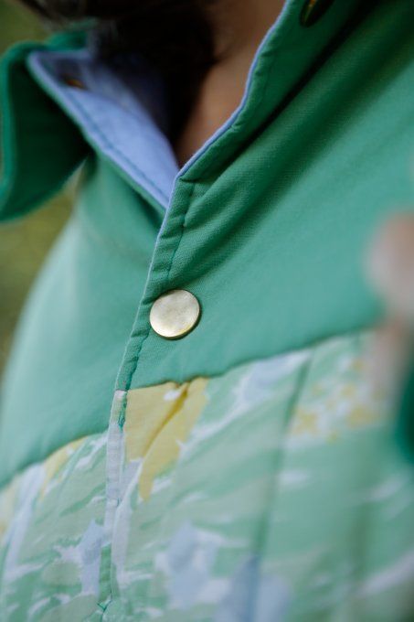 bomber fleuri vert et jaune