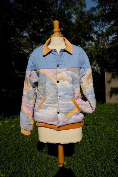 bomber nuage bleu et orange