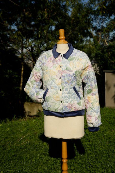 bomber fleuri bleu