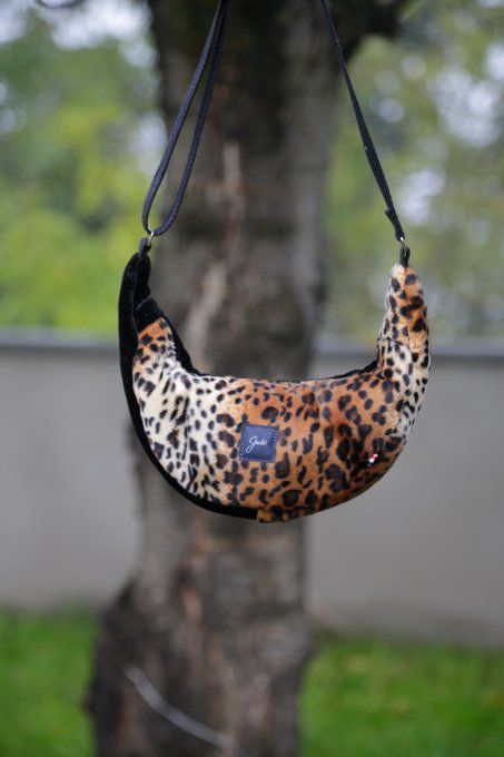 sac croissant de lune léopard et noir
