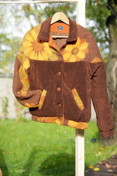 bomber vintage marron et jaune - Copie