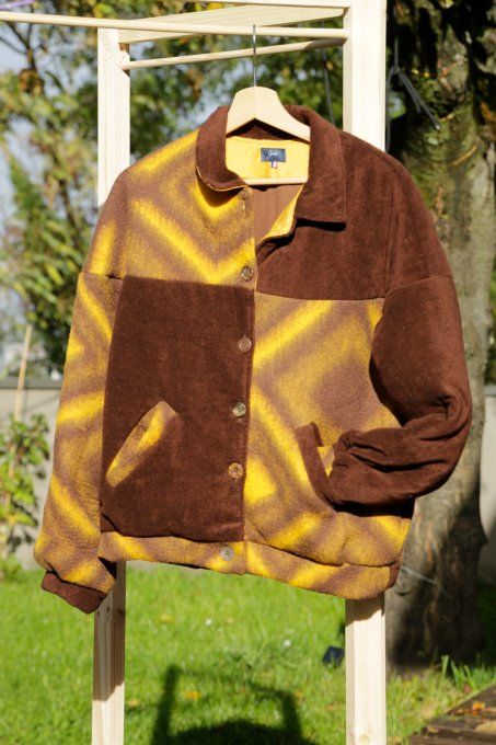 bomber vintage marron et jaune