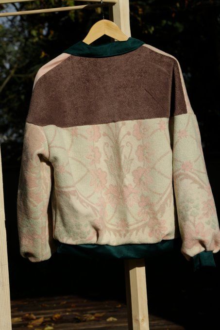 bomber vert et rose pale  fleuri