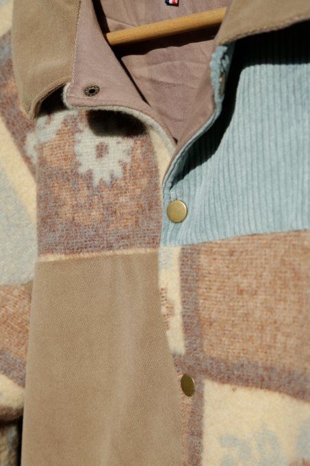 bomber beige et bleu  fleuri