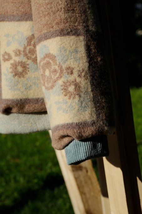 bomber beige et bleu  fleuri