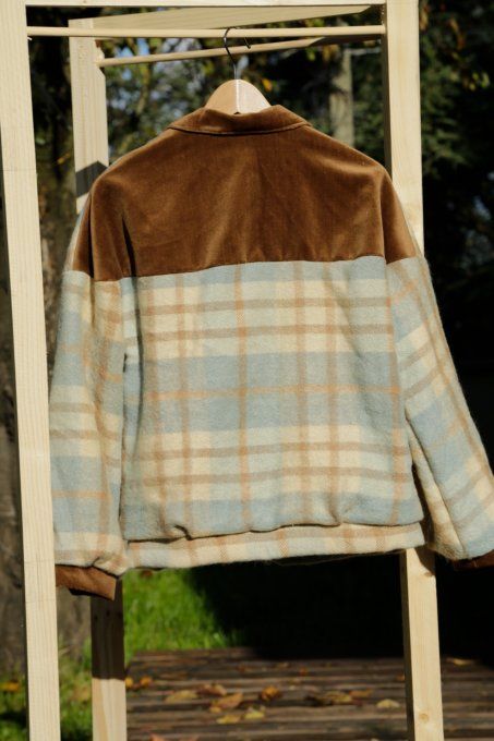 bomber marron et bleu