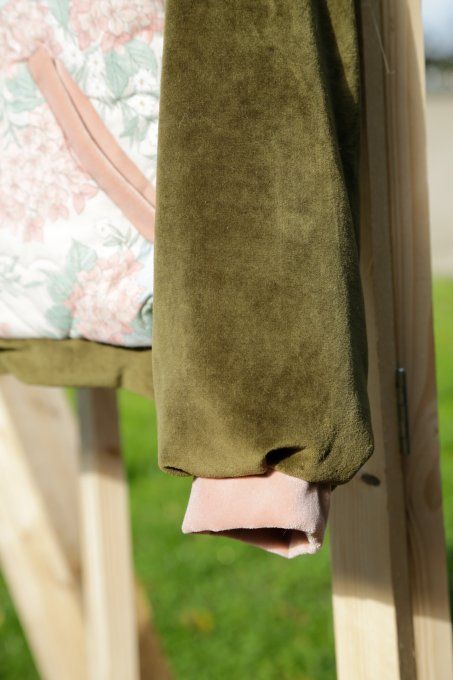 bomber vintage rose et kaki fleuri