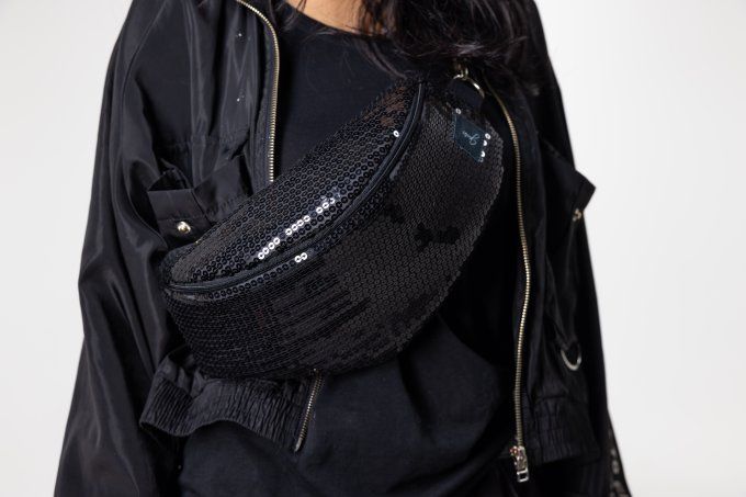 Sac banane sequin noir
