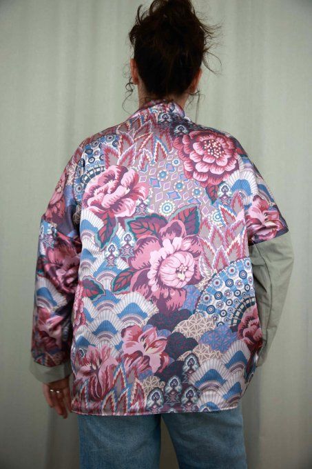 kimono réversible violet et vert