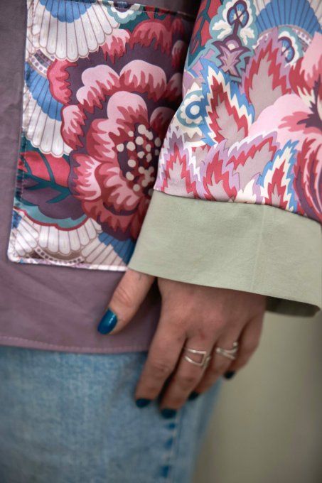 kimono réversible violet et vert