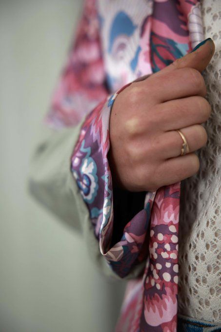 kimono réversible violet et vert