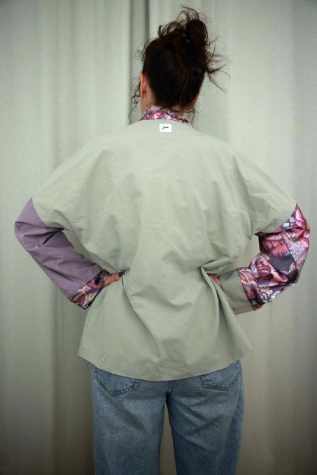 kimono réversible violet et vert