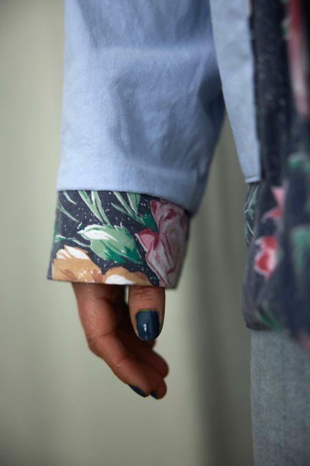 kimono reversible fleuri bleu et rose 