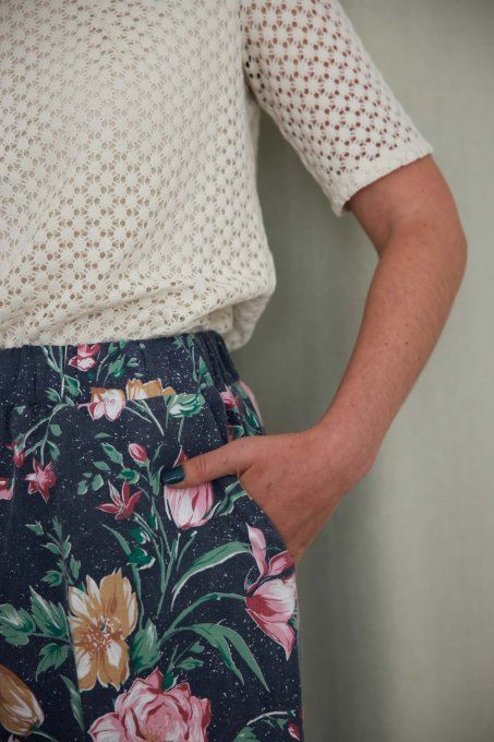 short bleu fleuri