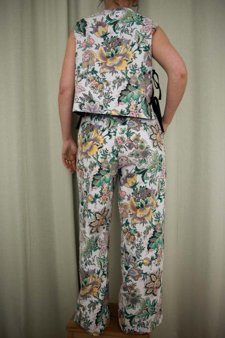 pantalon blanc à motifs 
