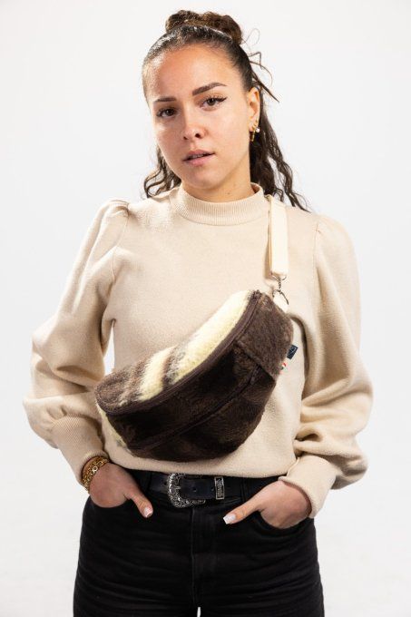 sac banane couverture beige marron
