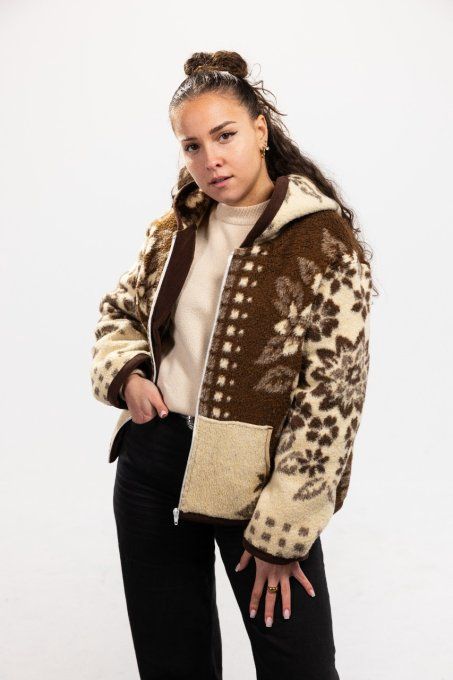 veste couverture beige marron