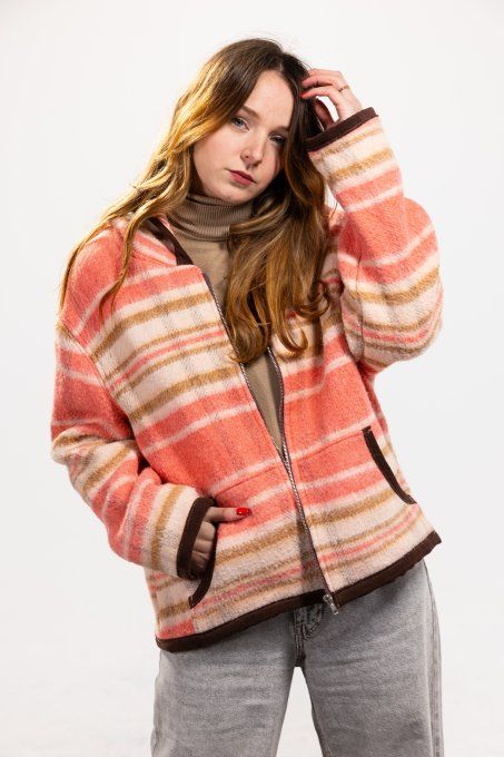veste couverture beige rose 