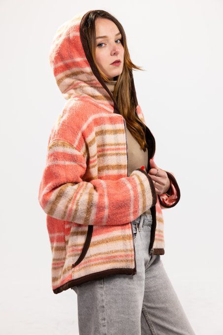 veste couverture beige rose 