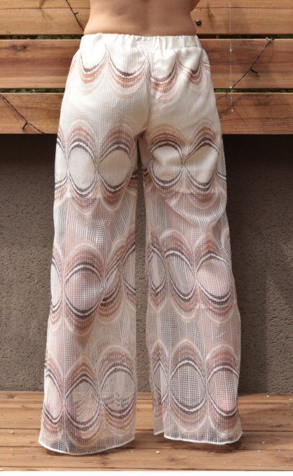 pantalon dentelle blanc et marron