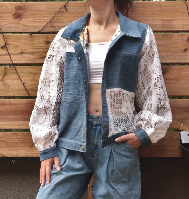 veste dentelle crème