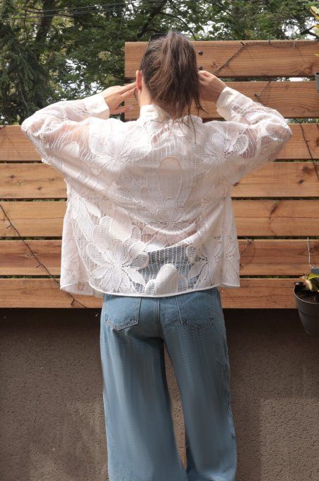 kimono dentelle blanc