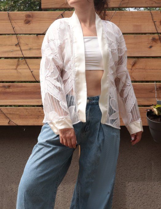 kimono dentelle blanc