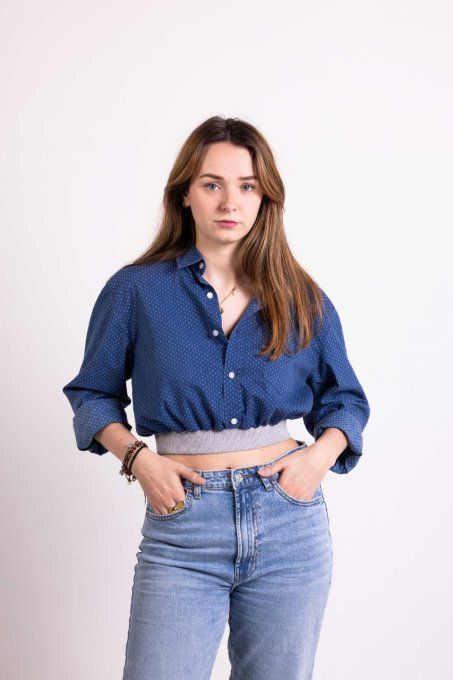 jadis creations chemise crop bleue