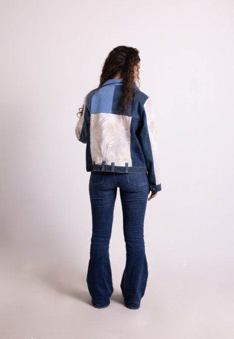 jadis création veste jean beige surcyclé upcyclé