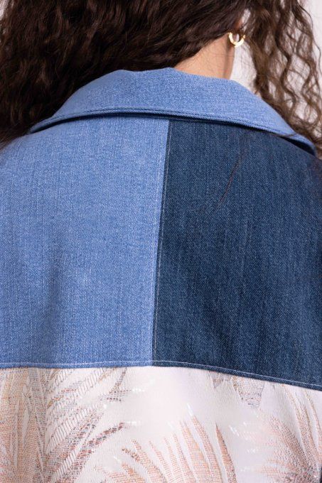 jadis création veste jean beige surcyclé upcyclé