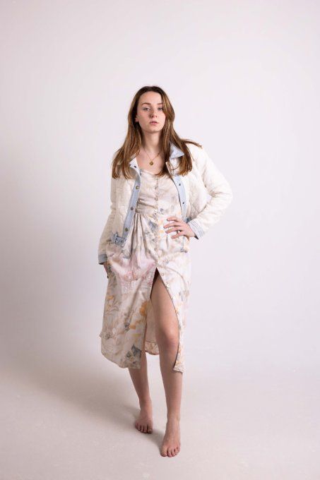veste en jean dentelle claire surcyclé jadis creations upcycling