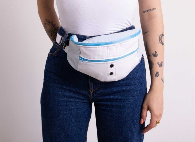 sac banane blanc et bleu surcyclé jadis creations upcycling