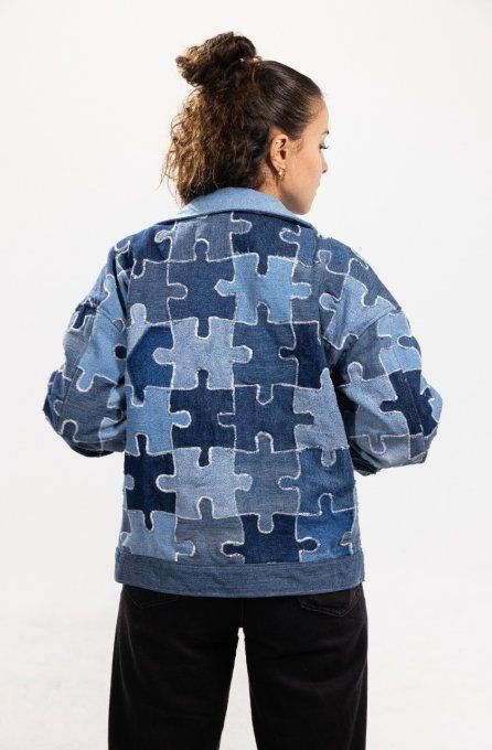 Veste en jean puzzle