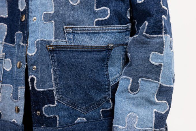 Veste en jean puzzle