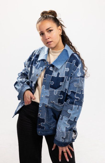 Veste en jean puzzle