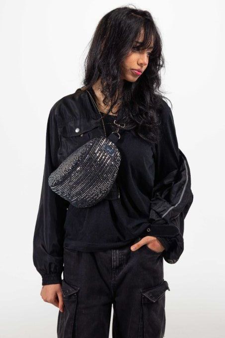 Sac banane sequin argent