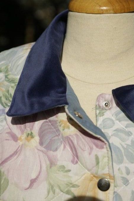 bomber fleuri bleu